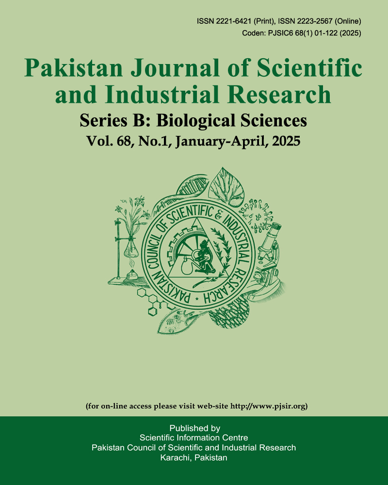 					View Vol. 68 No. 1 (2025): Pakistan Journal of Scientific and Industrial Research Series B: Biological Sciences
				