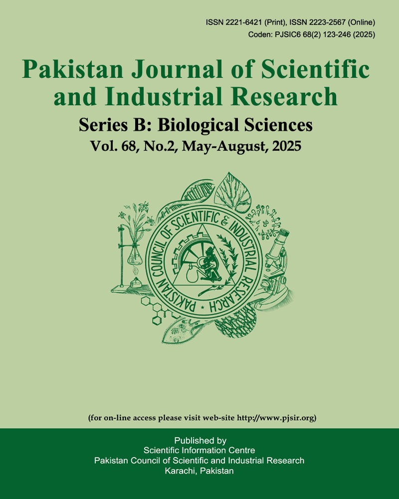 					View Vol. 68 No. 2 (2025): Pakistan Journal of Scientific and Industrial Research Series B: Biological Sciences
				