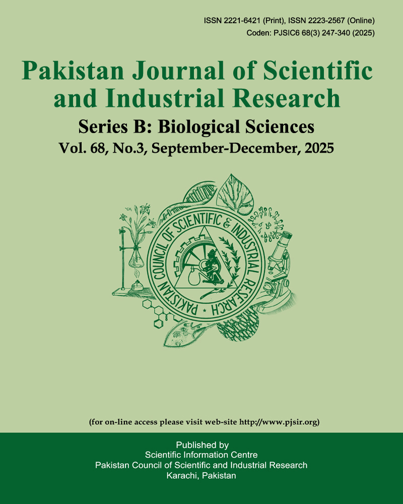 					View Vol. 68 No. 3 (2025): Pakistan Journal of Scientific and Industrial Research Series B: Biological Sciences
				
